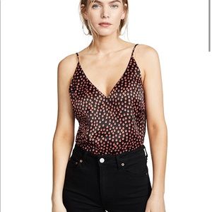 L’AGENCE Gabriella V-Neck silk Cami in Black Multi